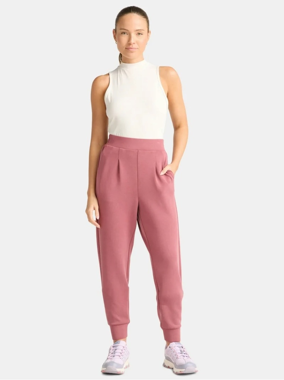 Avia Women's and Women's Plus ScubaKnit Pleat Joggers with Pockets - Picture 2 of 6